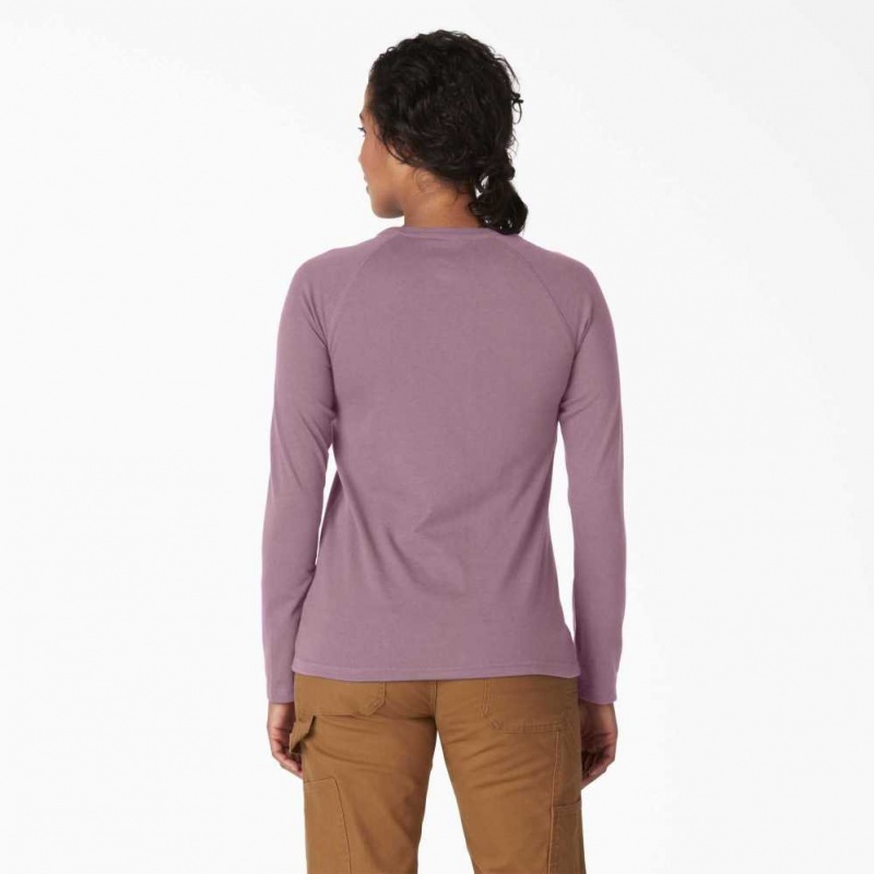 Dickies Cooling Long Sleeve T-Shirt Mauve Shadow Heather | CZ0000866