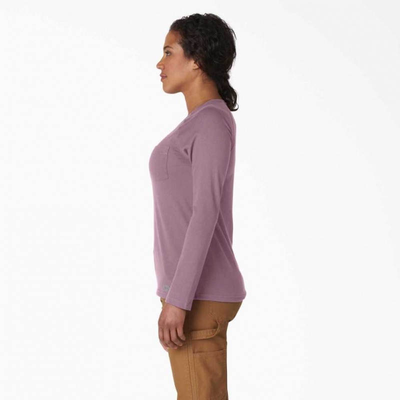 Dickies Cooling Long Sleeve T-Shirt Mauve Shadow Heather | CZ0000866