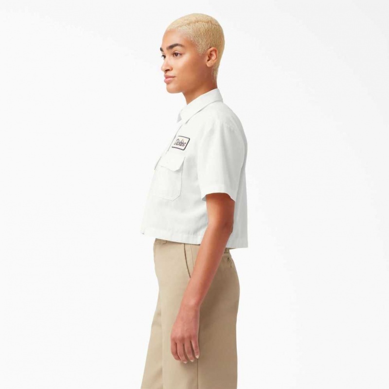 Dickies Cropped Krátké Sleeve Pracovní Shirt Rinsed Cloud | CZ0000396