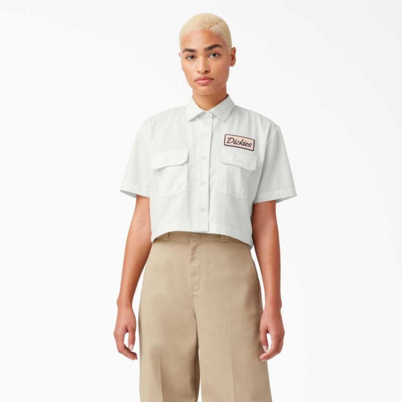 Dickies Cropped Krátké Sleeve Pracovní Shirt Rinsed Cloud | CZ0000396