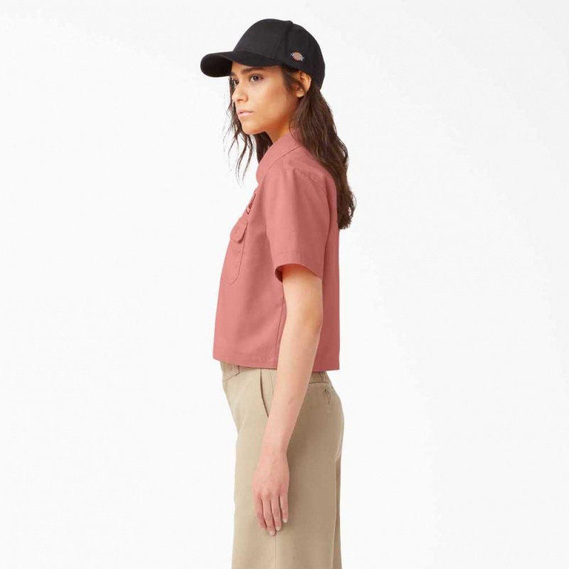 Dickies Cropped Krátké Sleeve Pracovní Shirt Rinsed Rosette | CZ0000398