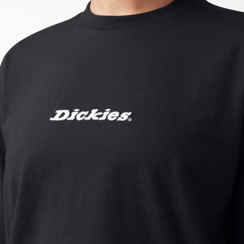 Dickies Cropped Long Sleeve Script Logo T-Shirt Černé | CZ0002176