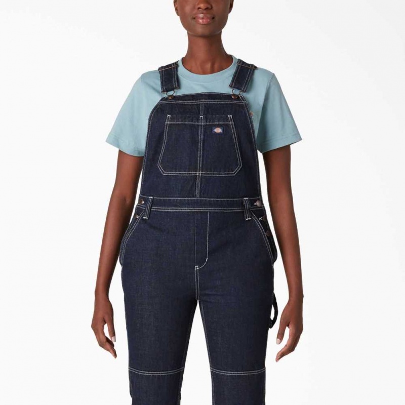 Dickies Denim Double Knee Bib Overalls Indigo Blankyt | CZ0001590