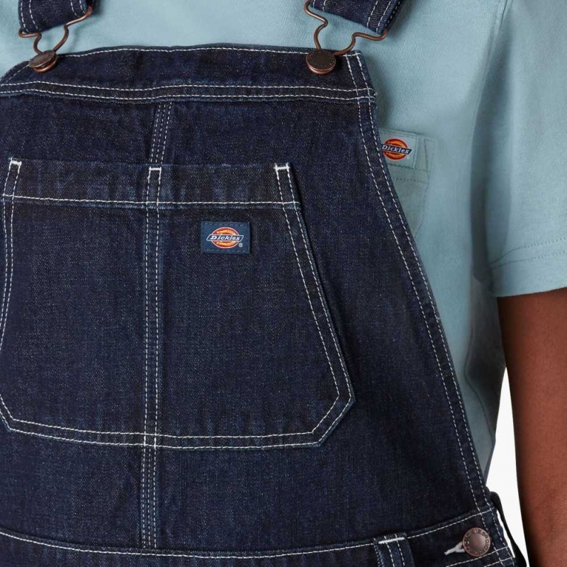 Dickies Denim Double Knee Bib Overalls Indigo Blankyt | CZ0001590