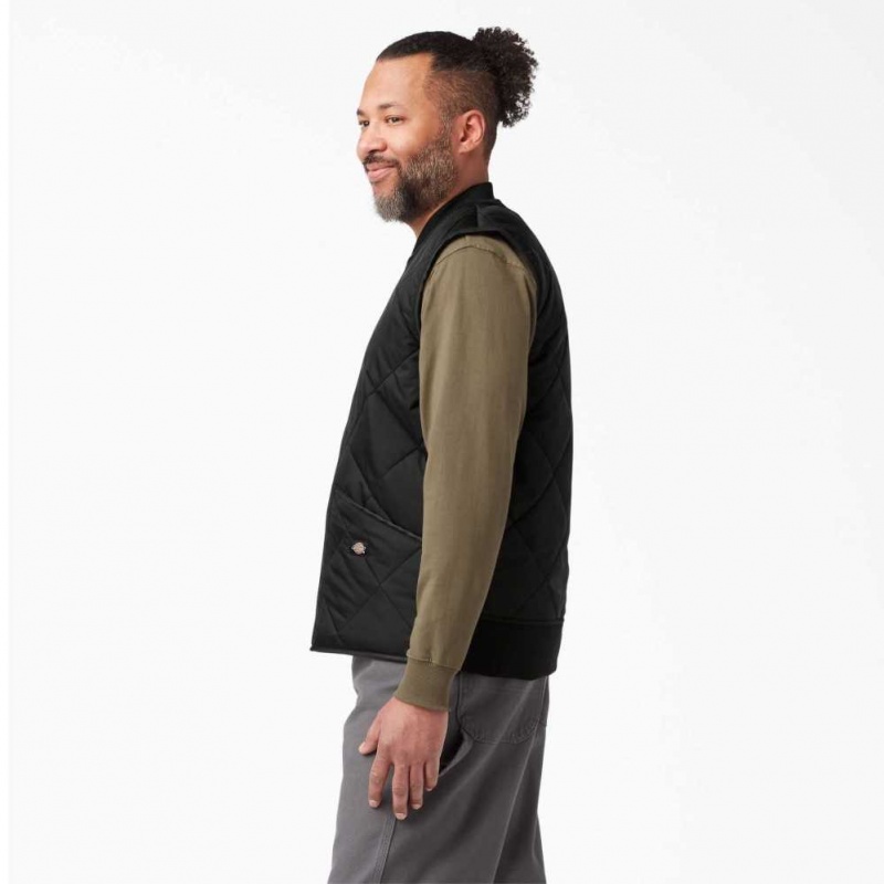 Dickies Diamond Prošívaný Vest Černé | CZ0000305