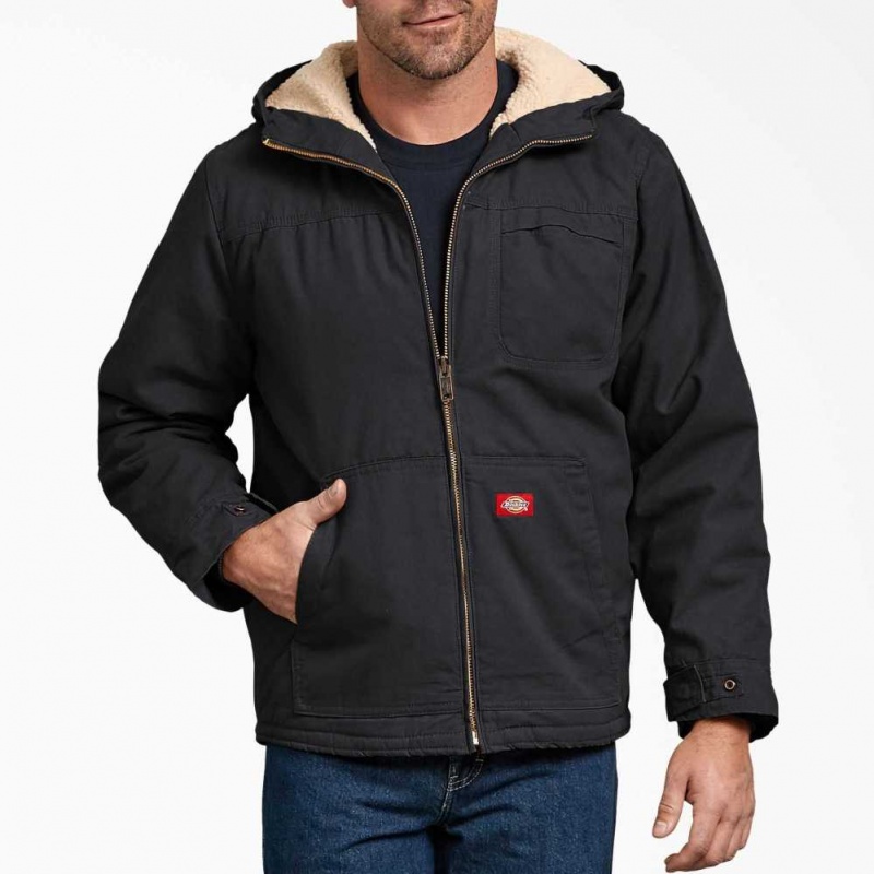 Dickies Duck High Pile Fleece Podšité S Kapucí Jacket Černé | CZ0001802