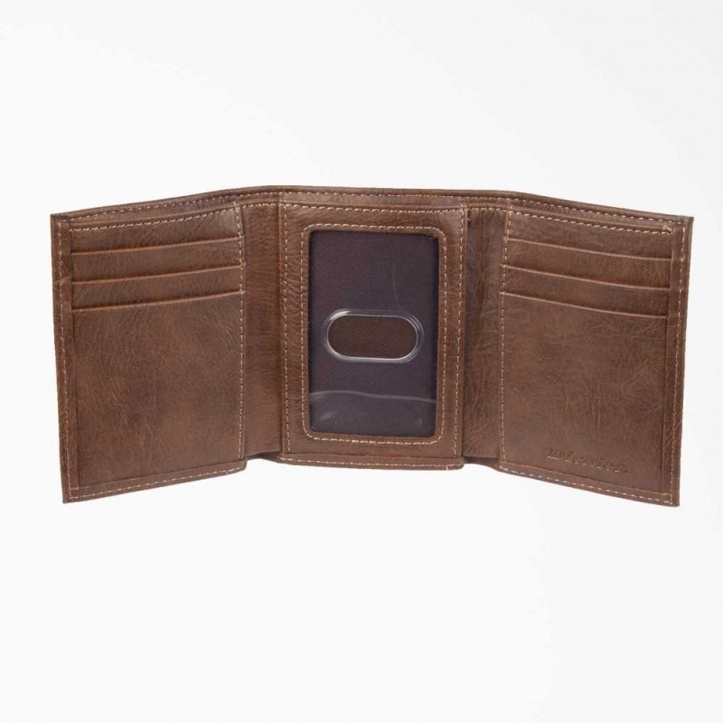 Dickies Embossed Logo Trifold Wallet Tan | CZ0000301