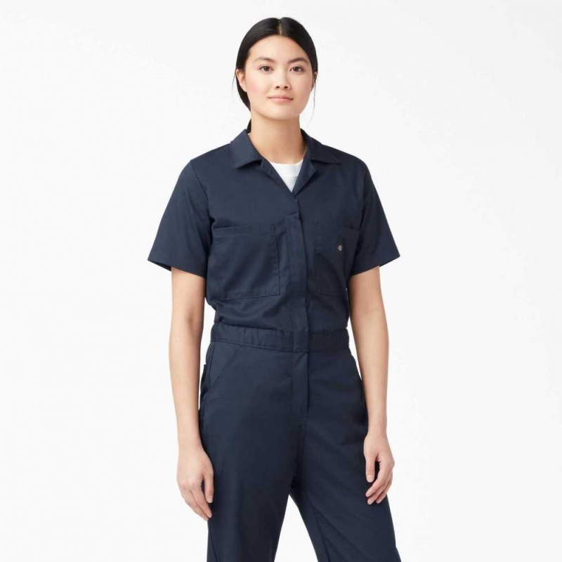 Dickies FLEX Cooling Krátké Sleeve Coveralls Tmavě Tmavě Blankyt | CZ0002230