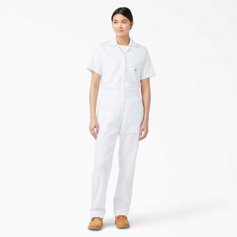 Dickies FLEX Cooling Krátké Sleeve Coveralls Bílé | CZ0002262