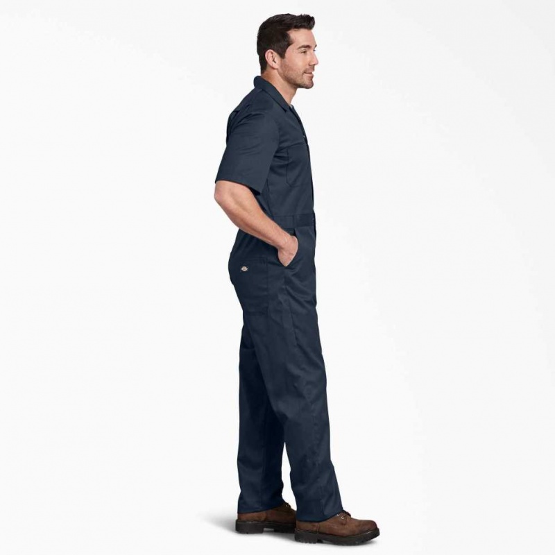 Dickies FLEX Krátké Sleeve Coveralls Tmavě Tmavě Blankyt | CZ0002218