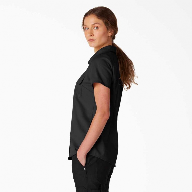 Dickies FLEX Krátké Sleeve Pracovní Shirt Černé | CZ0000343