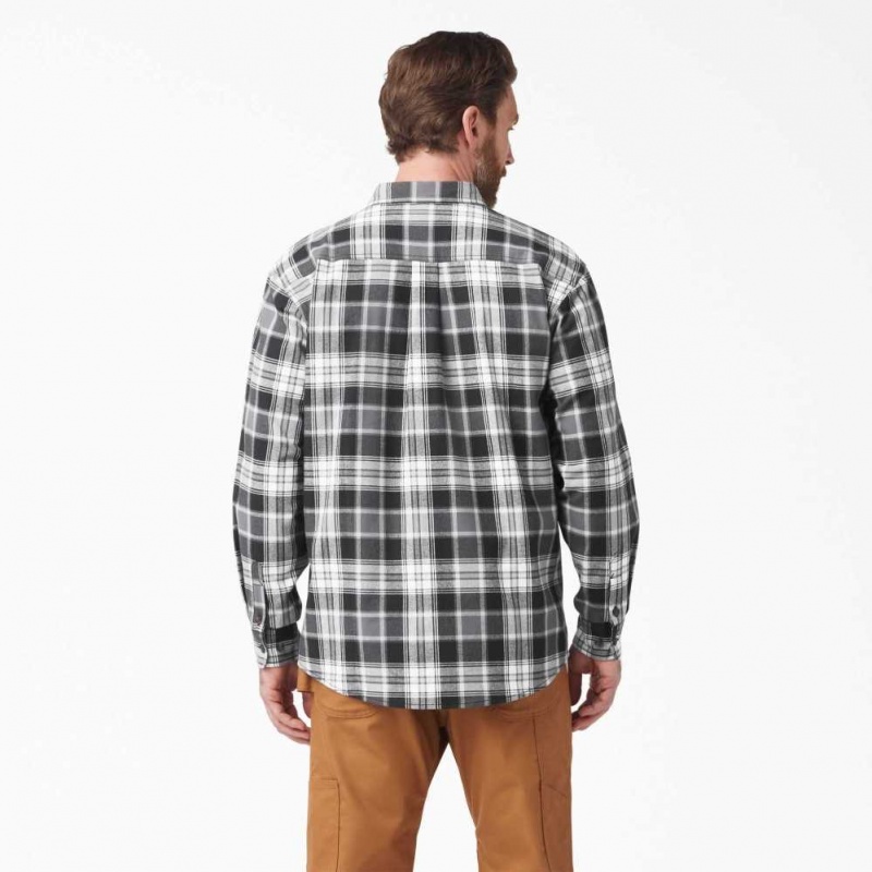 Dickies FLEX Long Sleeve Flannel Shirt Černé | CZ0001206