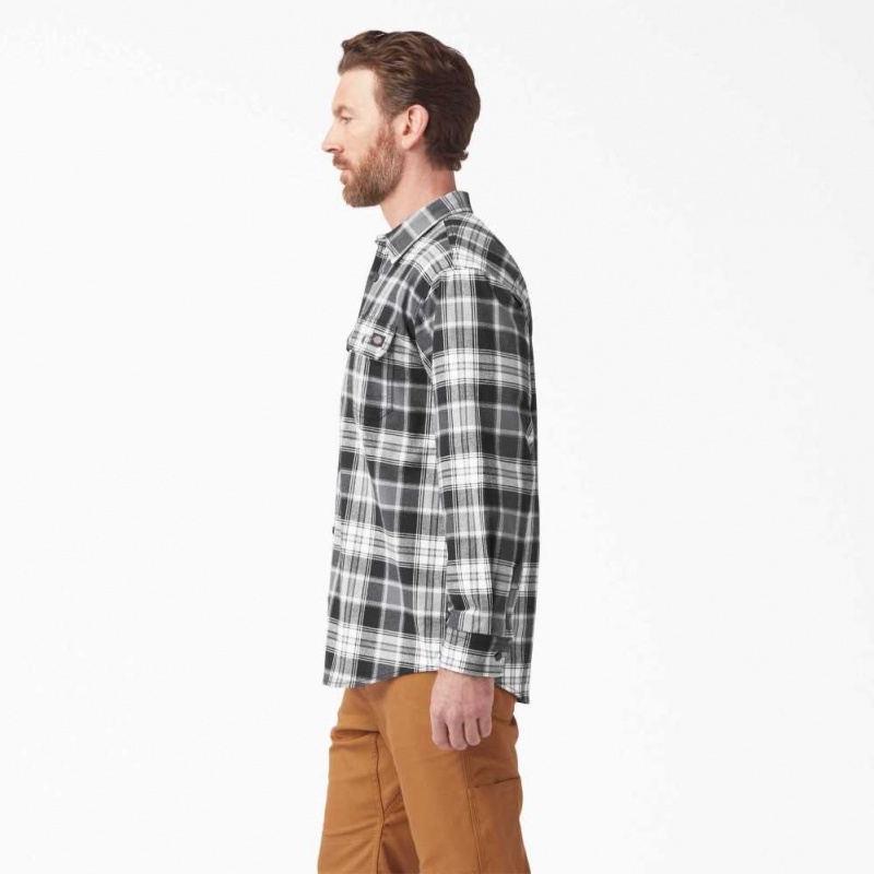 Dickies FLEX Long Sleeve Flannel Shirt Černé | CZ0001206