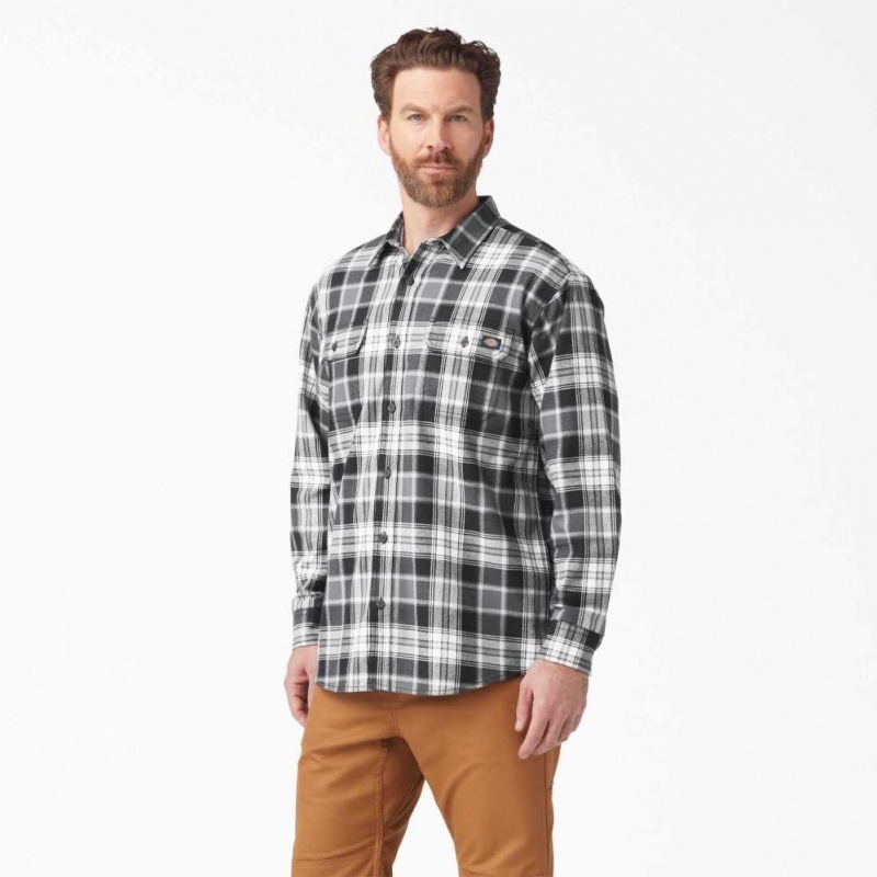 Dickies FLEX Long Sleeve Flannel Shirt Černé | CZ0001206