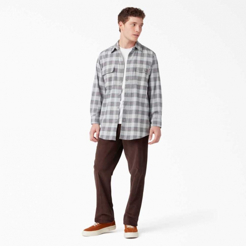 Dickies FLEX Regular Fit Flannel Shirt Ultimate Gray Plaid | CZ0001282