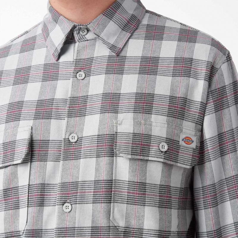 Dickies FLEX Regular Fit Flannel Shirt Ultimate Gray Plaid | CZ0001282