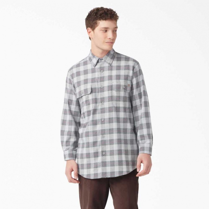 Dickies FLEX Regular Fit Flannel Shirt Ultimate Gray Plaid | CZ0001283