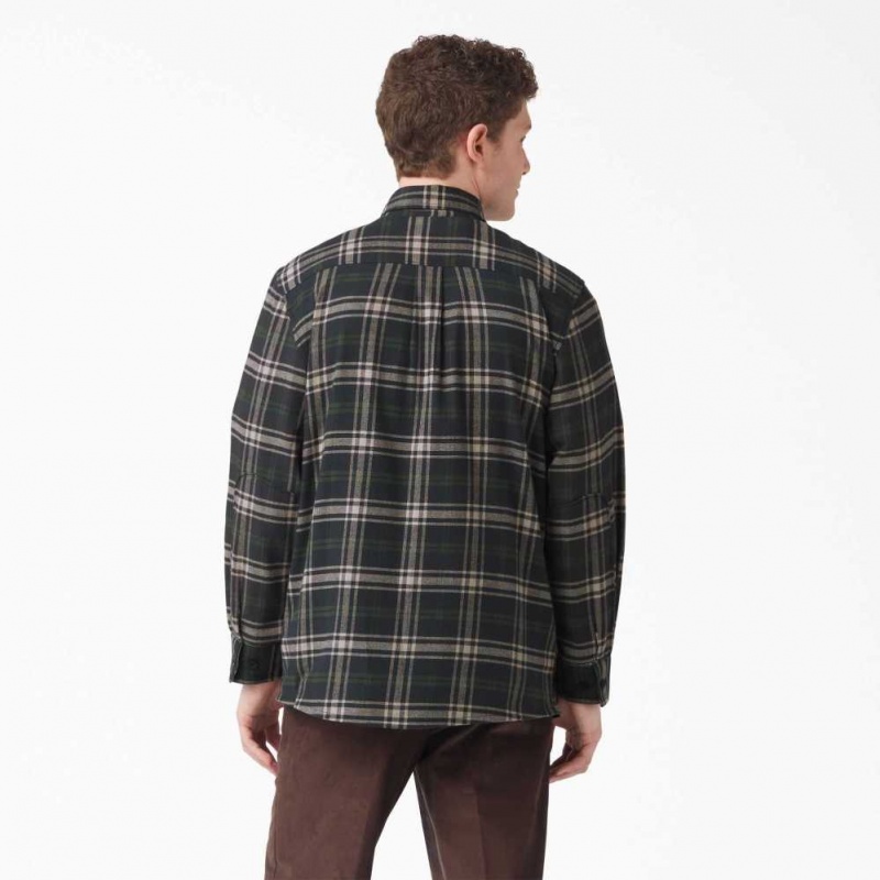 Dickies FLEX Regular Fit Flannel Shirt Zelene Černé | CZ0001235