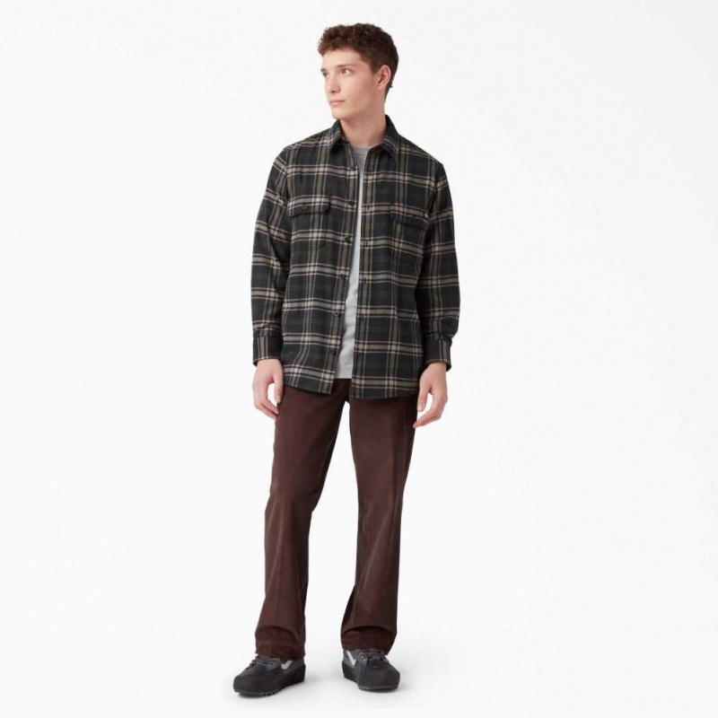 Dickies FLEX Regular Fit Flannel Shirt Zelene Černé | CZ0001235