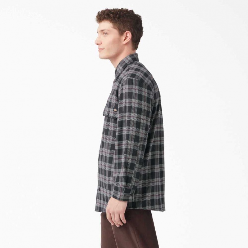 Dickies FLEX Regular Fit Flannel Shirt Černé | CZ0001292