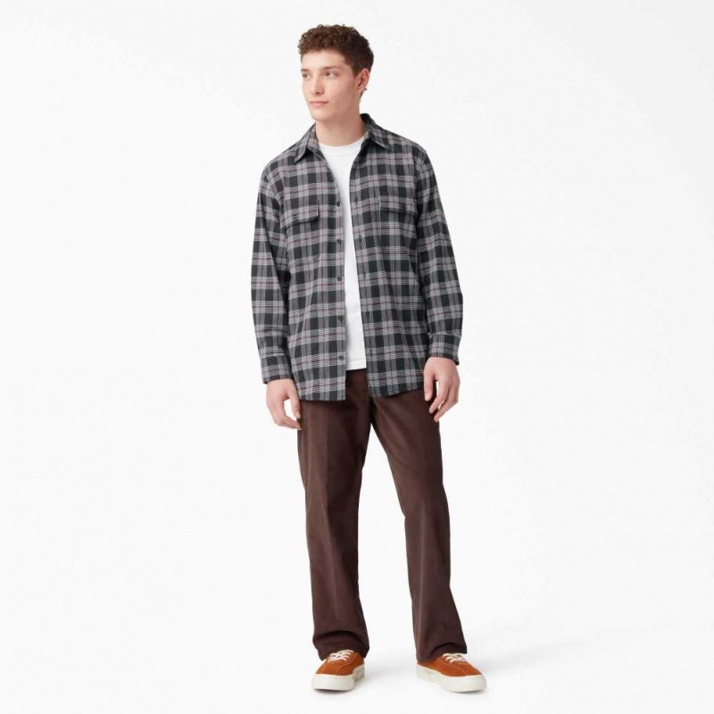 Dickies FLEX Regular Fit Flannel Shirt Černé | CZ0001292