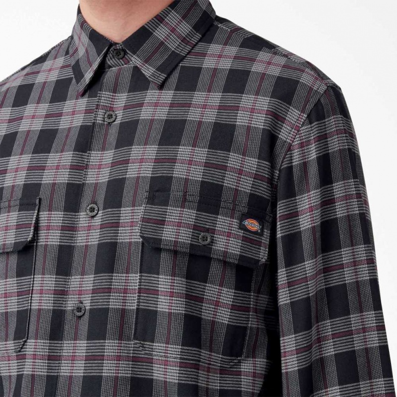 Dickies FLEX Regular Fit Flannel Shirt Černé | CZ0001294