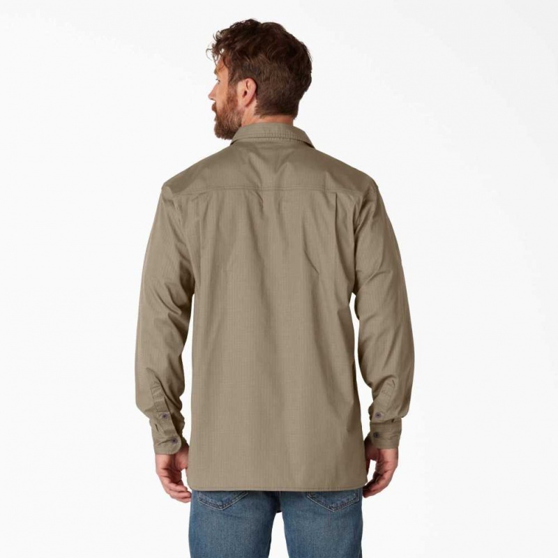 Dickies FLEX Ripstop Long Sleeve Shirt Rinsed Desert Sand | CZ0000251