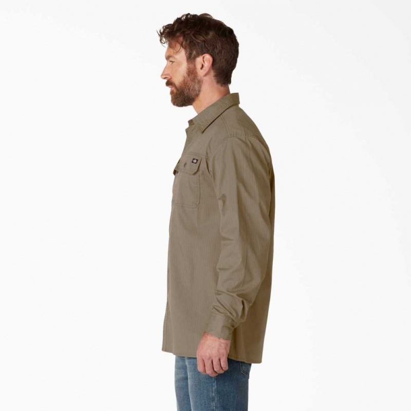 Dickies FLEX Ripstop Long Sleeve Shirt Rinsed Desert Sand | CZ0000251