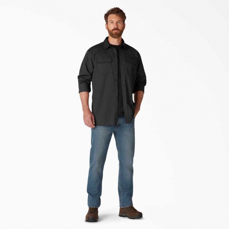 Dickies FLEX Ripstop Long Sleeve Shirt Černé | CZ0000245