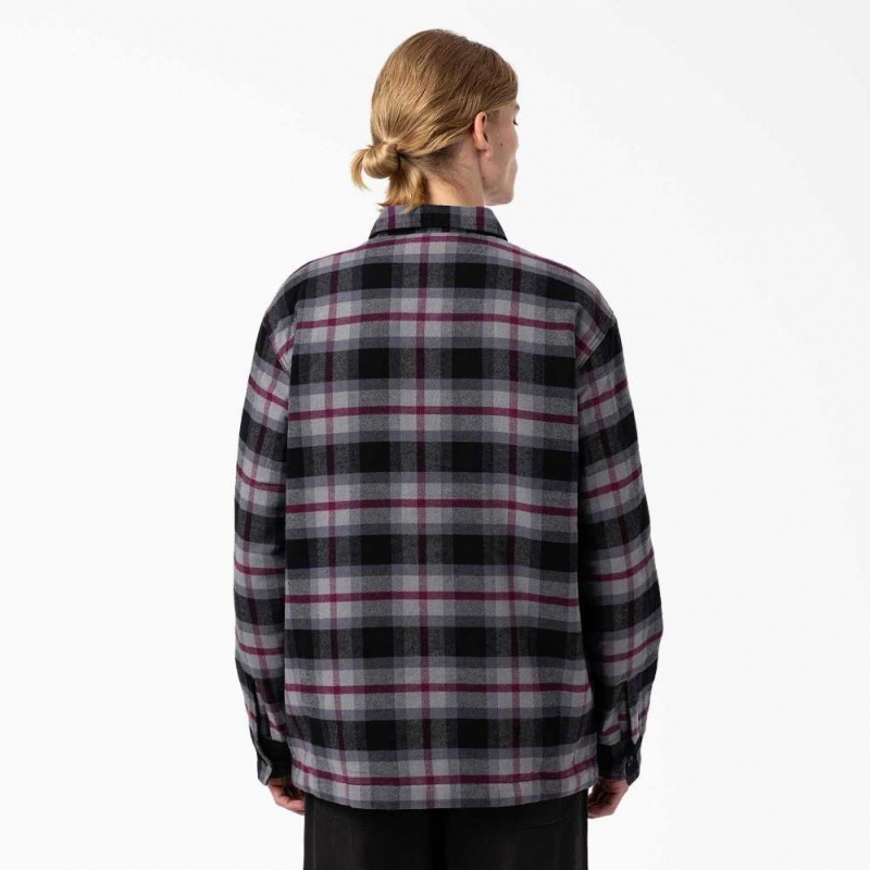 Dickies Flannel Prošívaný Podšité Shirt Jacket Černé Šedé | CZ0001314