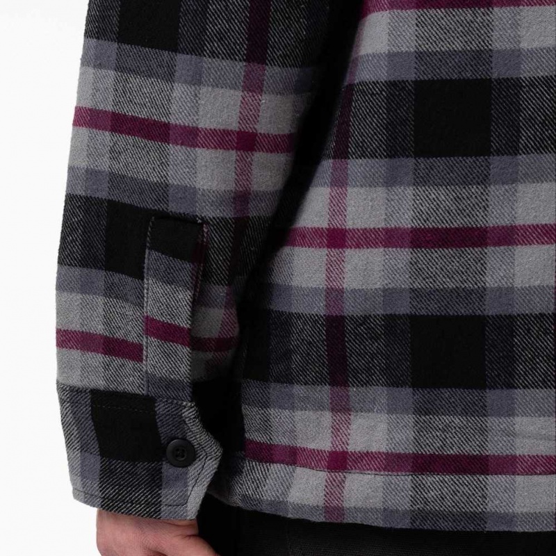 Dickies Flannel Prošívaný Podšité Shirt Jacket Černé Šedé | CZ0001314