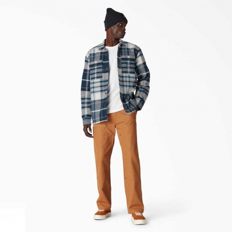 Dickies Flannel Prošívaný Podšité Shirt Jacket Krém Blankyt | CZ0001324