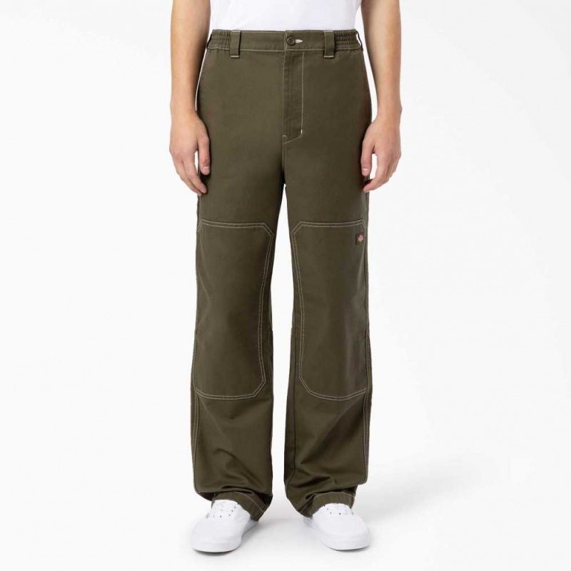 Dickies Florala Double Knee Pants Zelene | CZ0002147