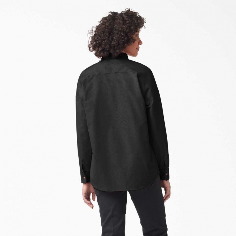 Dickies Halleyville Oversized Corduroy Shirt Černé | CZ0001188