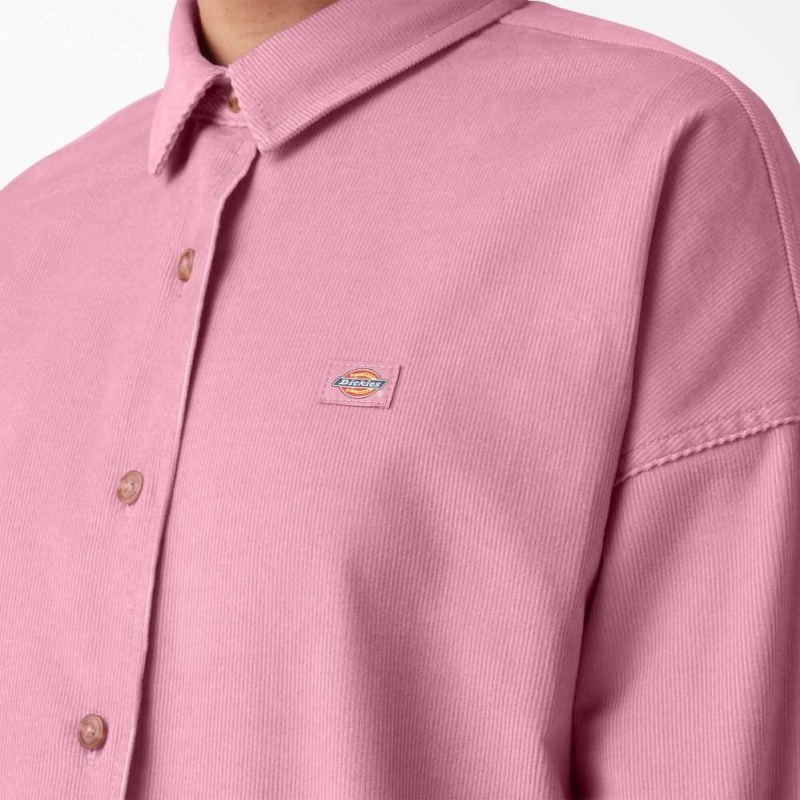 Dickies Halleyville Oversized Corduroy Shirt Foxglove | CZ0001232