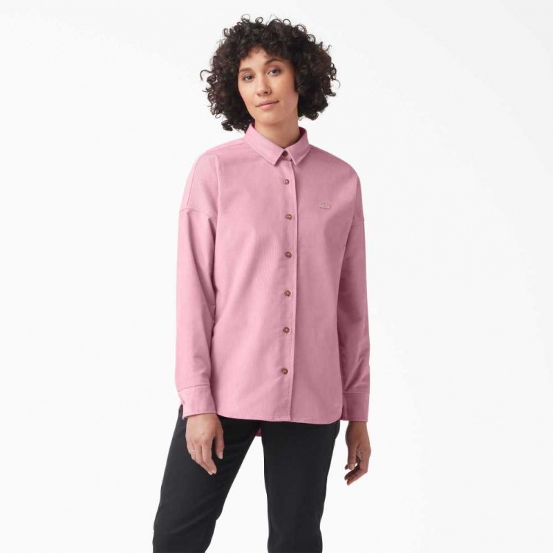 Dickies Halleyville Oversized Corduroy Shirt Foxglove | CZ0001232