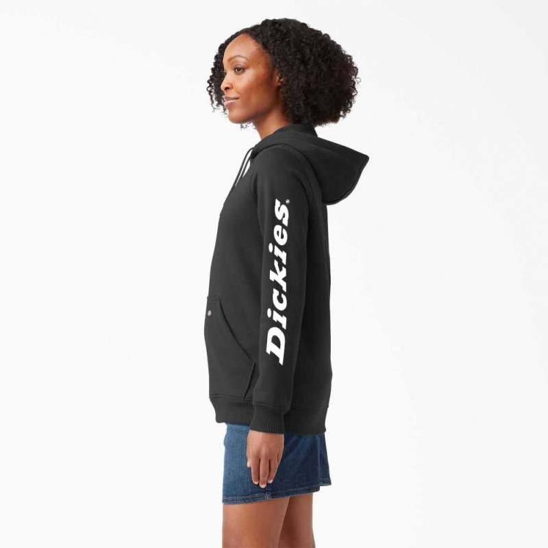 Dickies Heavyweight Logo Sleeve Hoodie Černé | CZ0001846