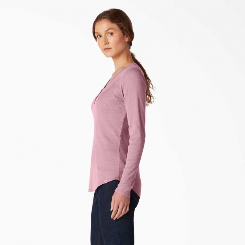 Dickies Henley Long Sleeve Shirt Dusty Orchid | CZ0000370