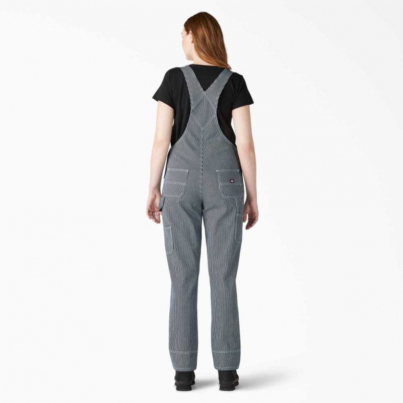 Dickies Hickory Stripe Boyfriend Fit Bib Overalls Stonewashed Hickory Stripe | CZ0001599