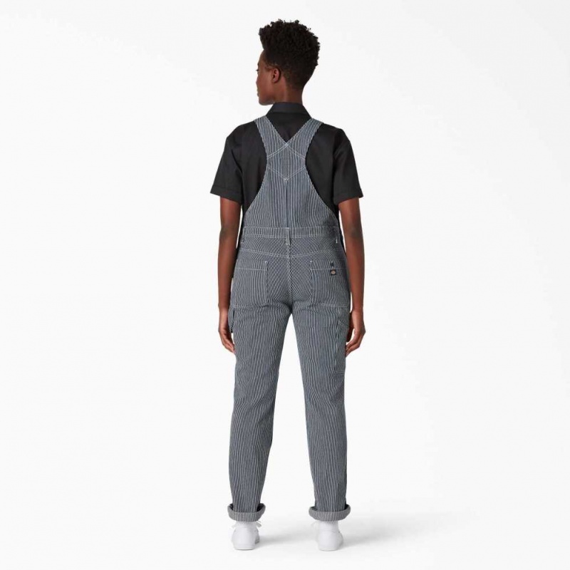 Dickies Hickory Stripe Double Knee Bib Overalls Rinsed Hickory Stripe | CZ0001589