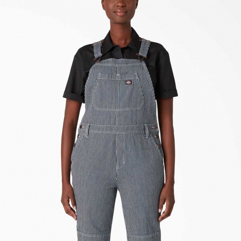 Dickies Hickory Stripe Double Knee Bib Overalls Rinsed Hickory Stripe | CZ0001589