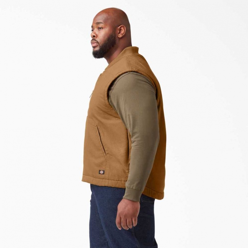 Dickies High Pile Fleece Podšité Duck Vest Hnědé | CZ0000329