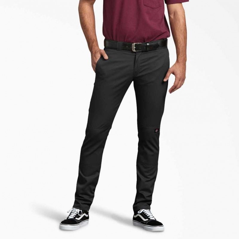 Dickies Hubená Fit Rovný Leg Double Knee Pracovní Pants Černé | CZ0002115