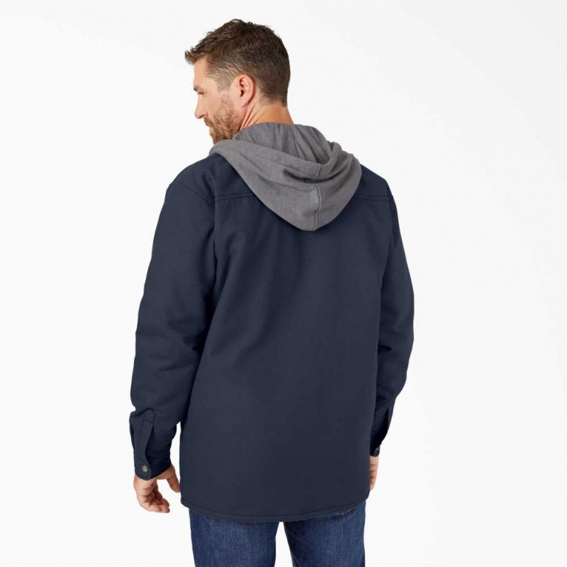 Dickies Hydroshield Duck S Kapucí Shirt Jacket Tmavě Tmavě Blankyt | CZ0001325