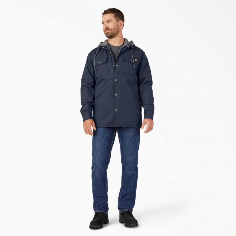 Dickies Hydroshield Duck S Kapucí Shirt Jacket Tmavě Tmavě Blankyt | CZ0001325