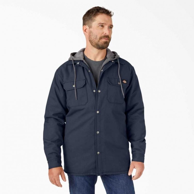 Dickies Hydroshield Duck S Kapucí Shirt Jacket Tmavě Tmavě Blankyt | CZ0001325