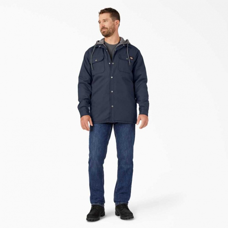 Dickies Hydroshield Duck S Kapucí Shirt Jacket Tmavě Tmavě Blankyt | CZ0001327