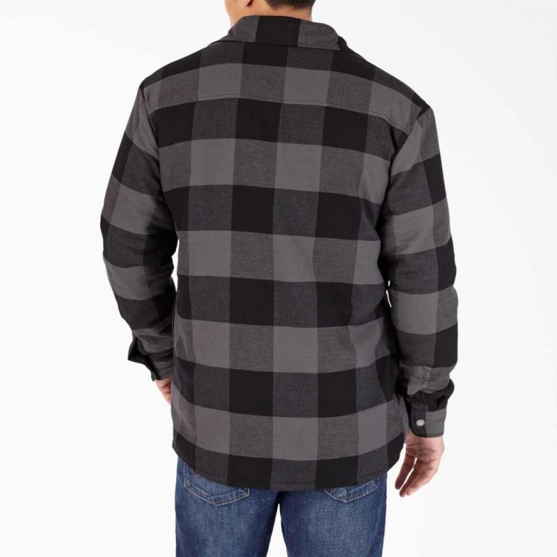 Dickies Hydroshield Flannel High Pile Fleece Shirt Jacket Černé Tmavě | CZ0001308