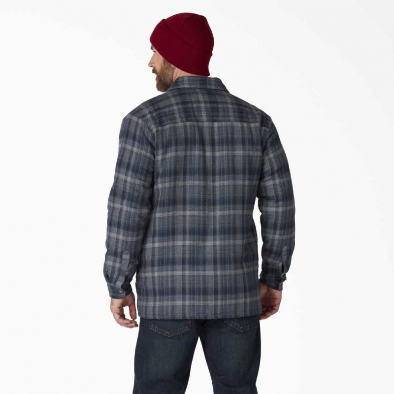 Dickies Hydroshield Flannel High Pile Fleece Shirt Jacket Tmavě Tmavě Blankyt Tmavě | CZ0001330