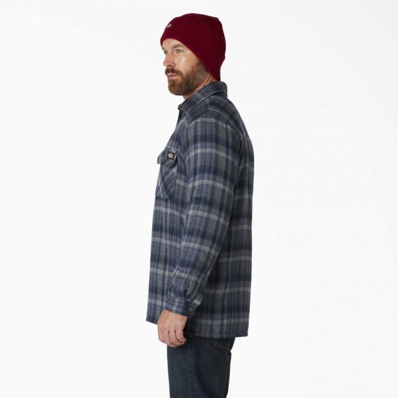 Dickies Hydroshield Flannel High Pile Fleece Shirt Jacket Tmavě Tmavě Blankyt Tmavě | CZ0001330